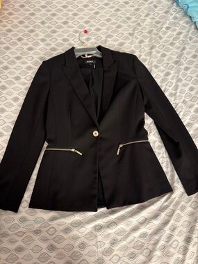 DKNY Black Women's Tailored Blazer with Zip Pockets